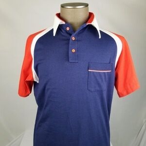 VINTAGE- Hilton Athletic Apparel Bowling Polo Bar Shirt Chain Stitch USA Made Lg